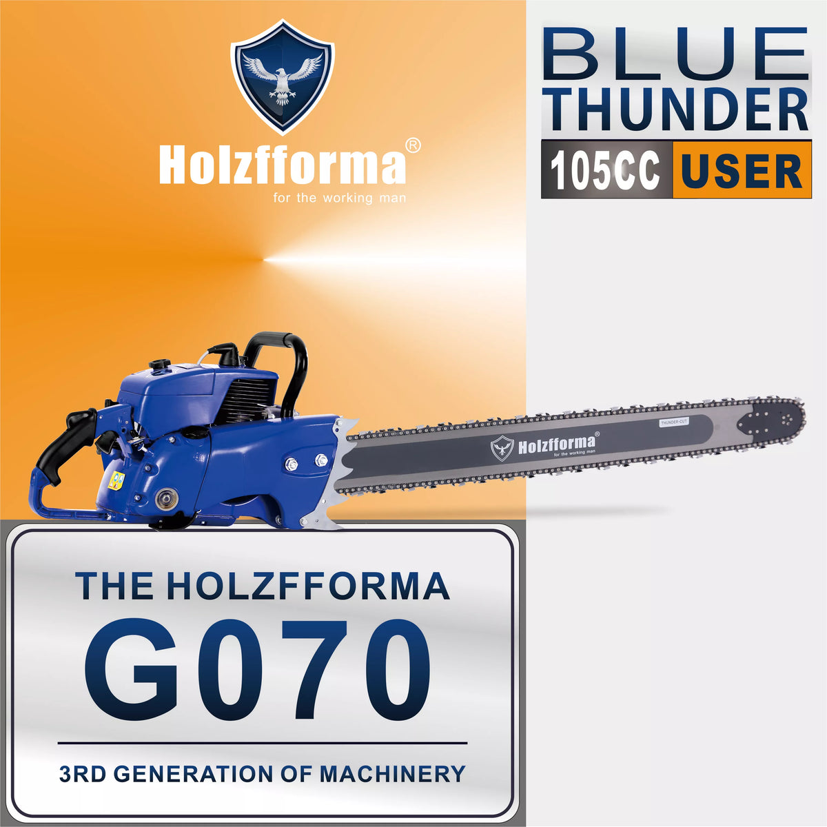 105cc Holzfforma® Blue Thunder G070 Gasoline Chain Saw Power Head Only Without Guide Bar and Saw Chain