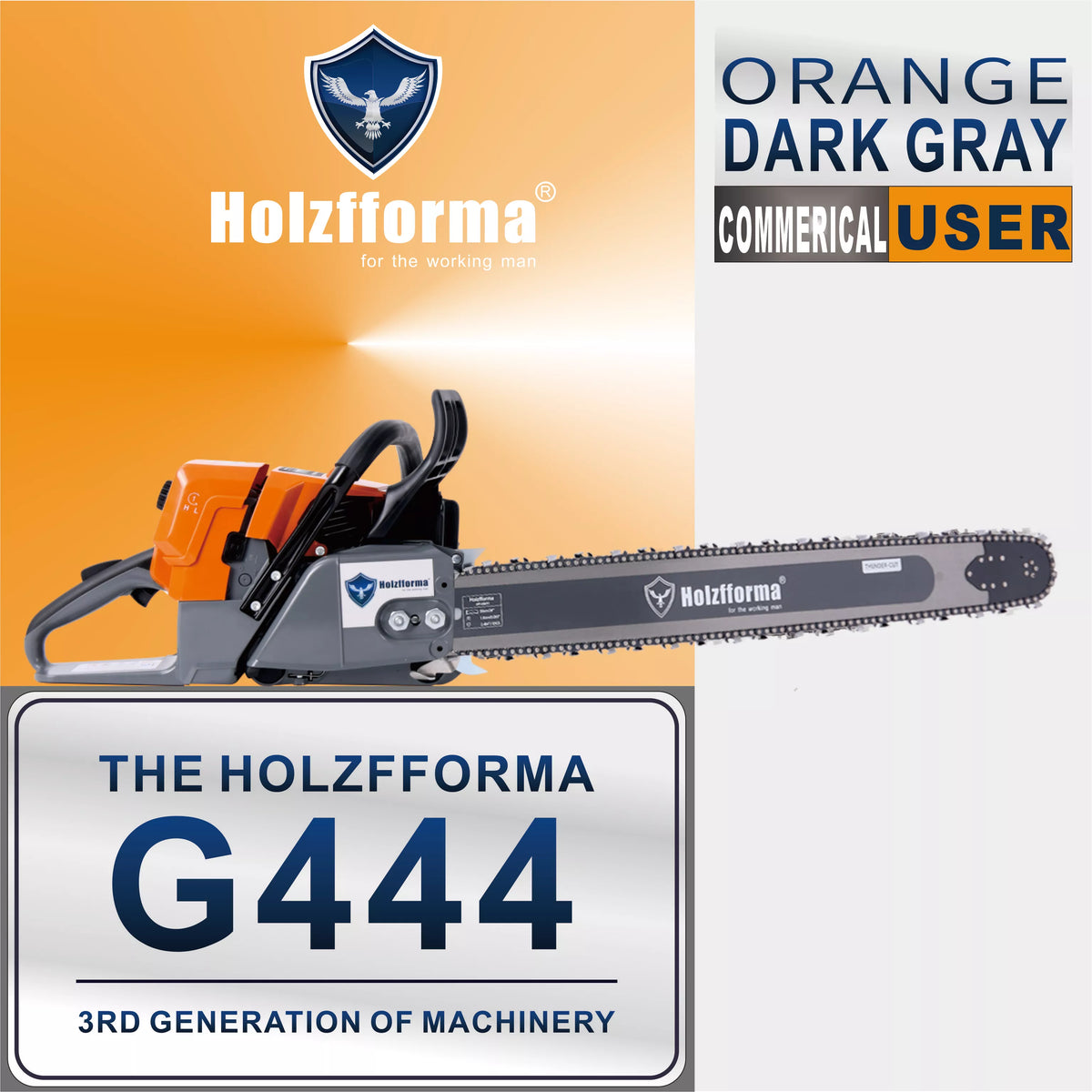71cc Holzfforma® Orange Dark Gray G444 Gasoline Chain Saw Power Head Without Guide Bar and Chain Top Quality By Farmertec All parts are For MS440 044 Chainsaw