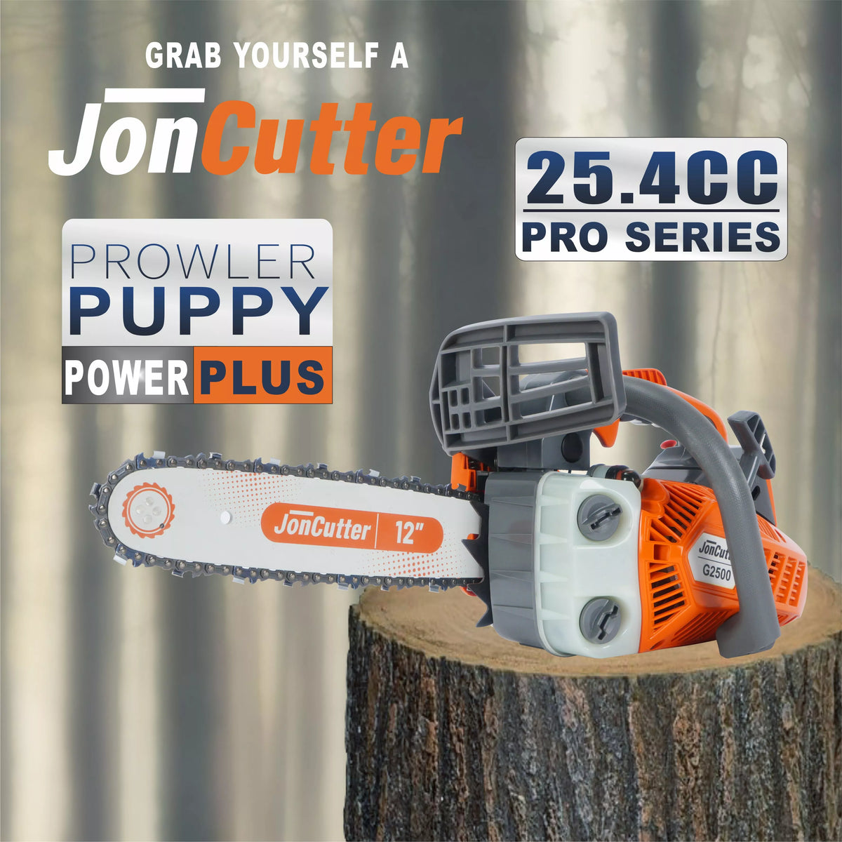 25.4cc JonCutter G2500 Top Handle Arborist Gasoline Chainsaw Power Head With Saw Chain and Guide Bar