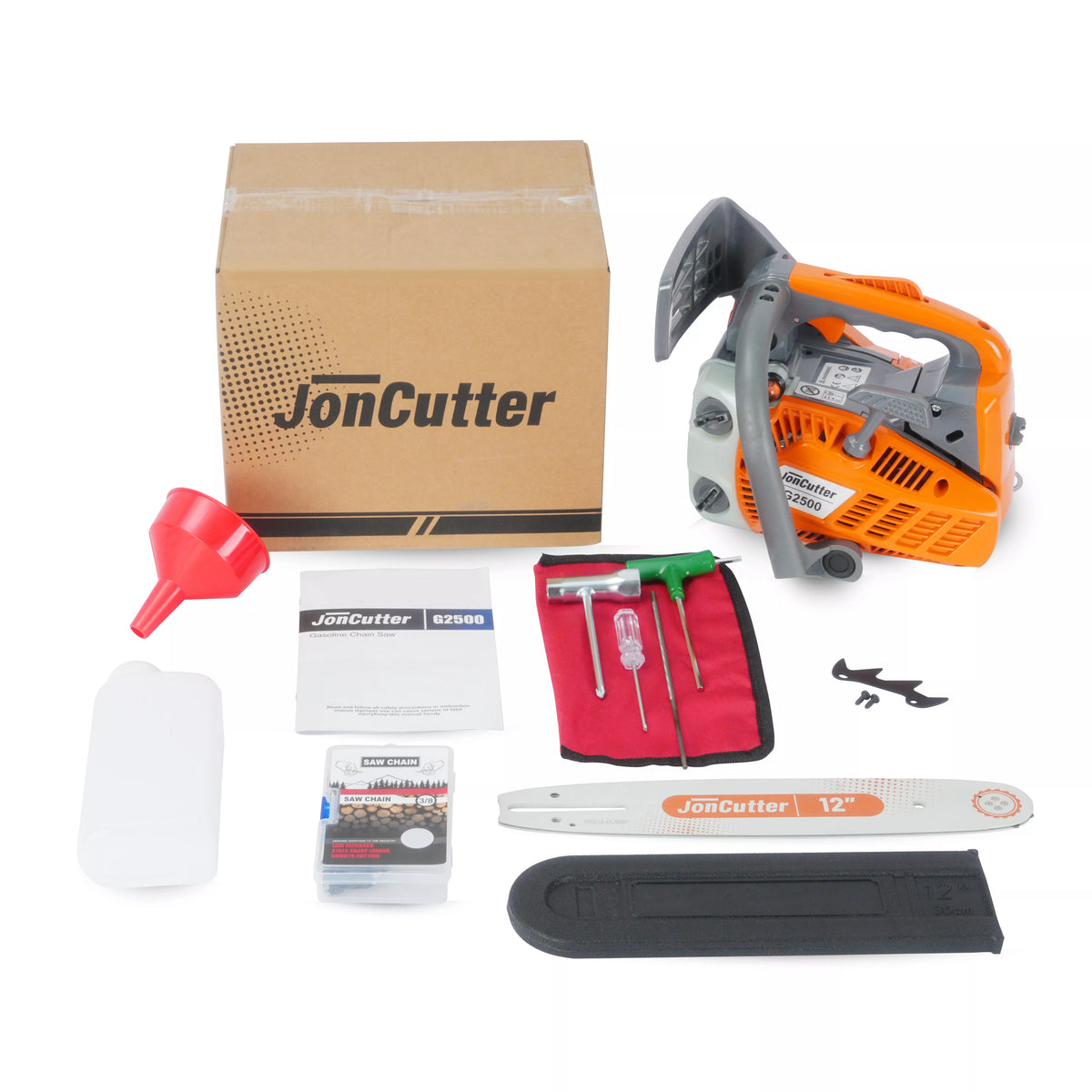 25.4cc JonCutter G2500 Top Handle Arborist Gasoline Chainsaw Power Head With Saw Chain and Guide Bar