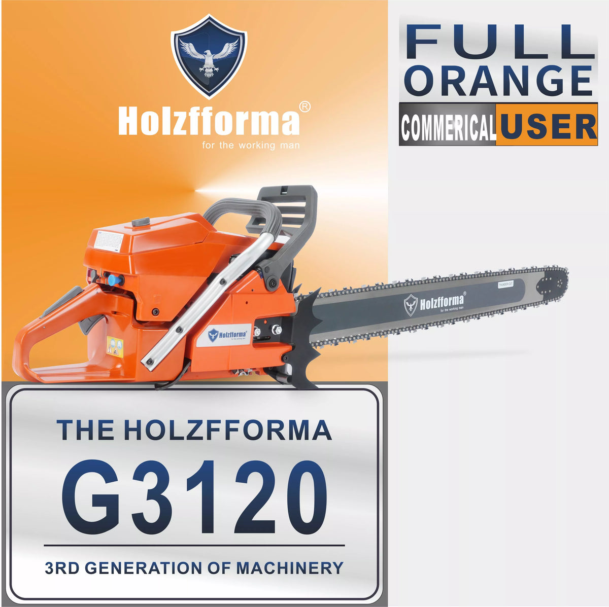 118.8cc Holzfforma G3120 Gasoline Chainsaw Power Head Without Saw Chain and Guide Bar